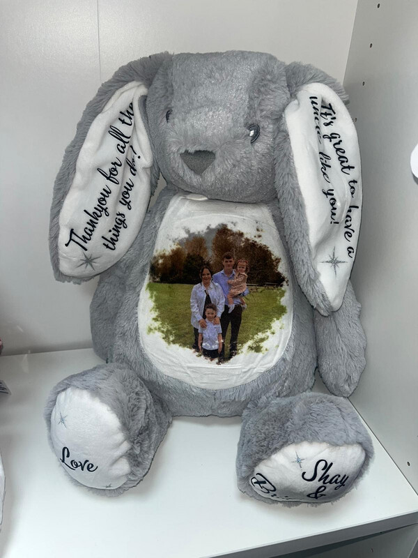 Large Grey Rabbit: Personalised Soft Teddy