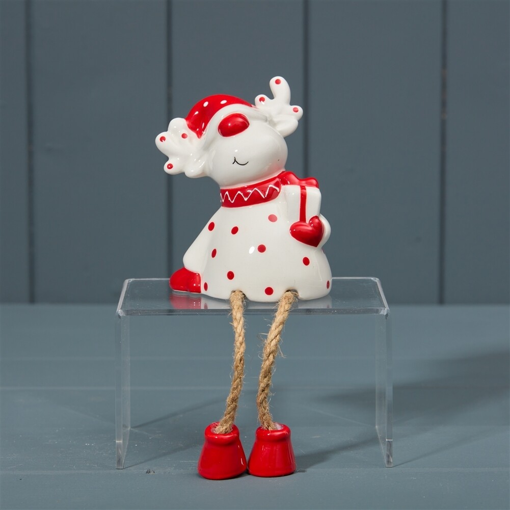 Sitting Ceramic Reindeer ornament (9.5cm)