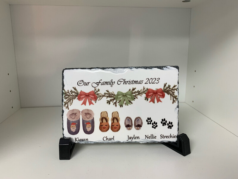 Mini Slate, Christmas Family Slipper Design