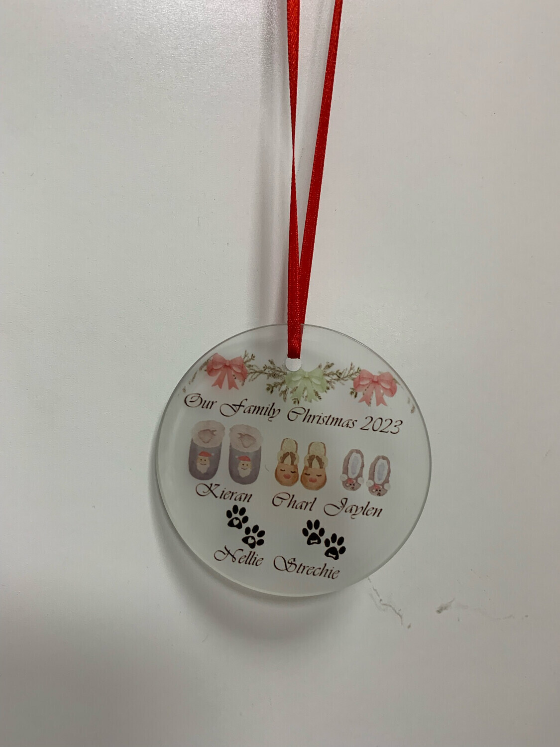 Christmas Glass Bauble, Slipper Design