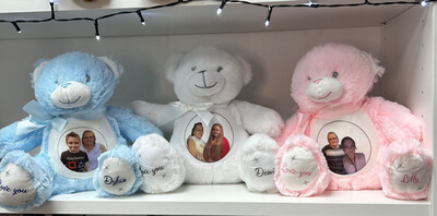 Baby Bears (White, Pink, Blue): Personalised Soft Teddy
