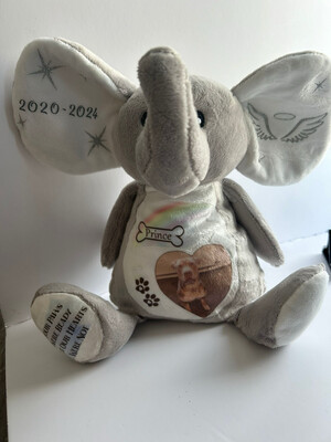 Memorial Elephant, Personalised, Soft, Teddy (Pet Design)