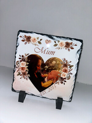 Floral Heart Square photo Slate (Any Name)
