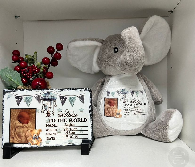 Welcome to the World, Ellie Bear and Mini Slate Gift Set