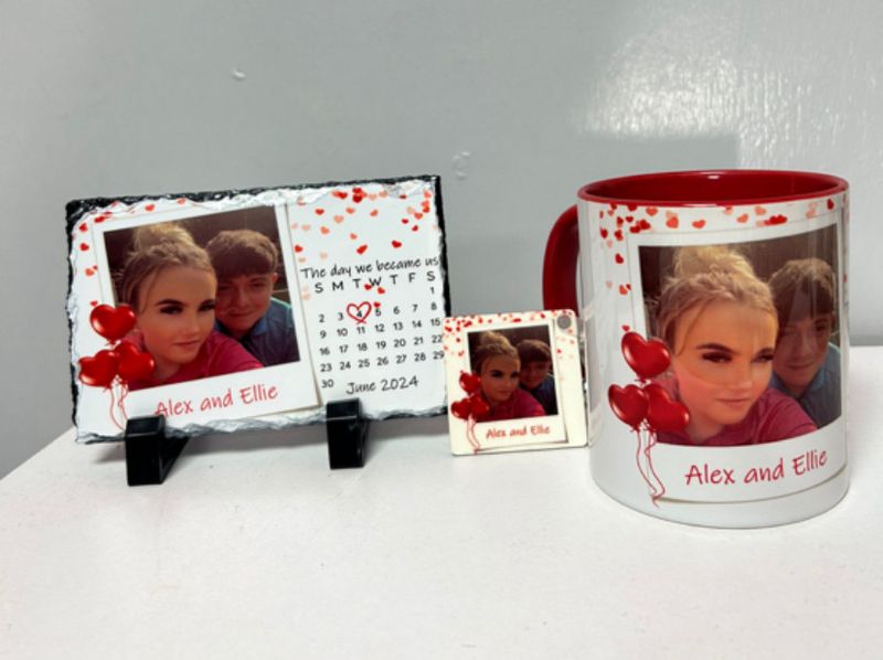 &quot;The day we became us&quot; Bundle: Mini Slate, Mug &amp; Keyring