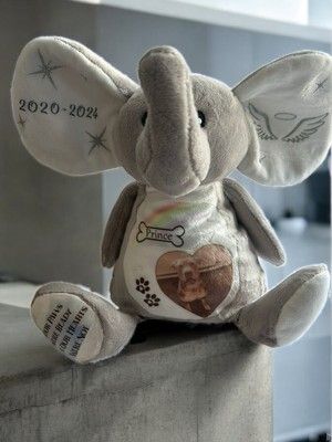 Memorial Elephant Pet Design, Personalised Soft Teddy