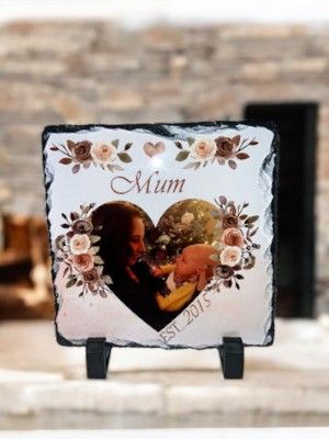 Square Photo Slate: Floral Heart Print