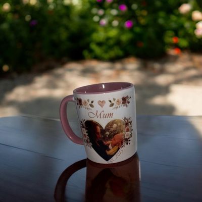 Personalised Photo Mug: Floral Heart Print