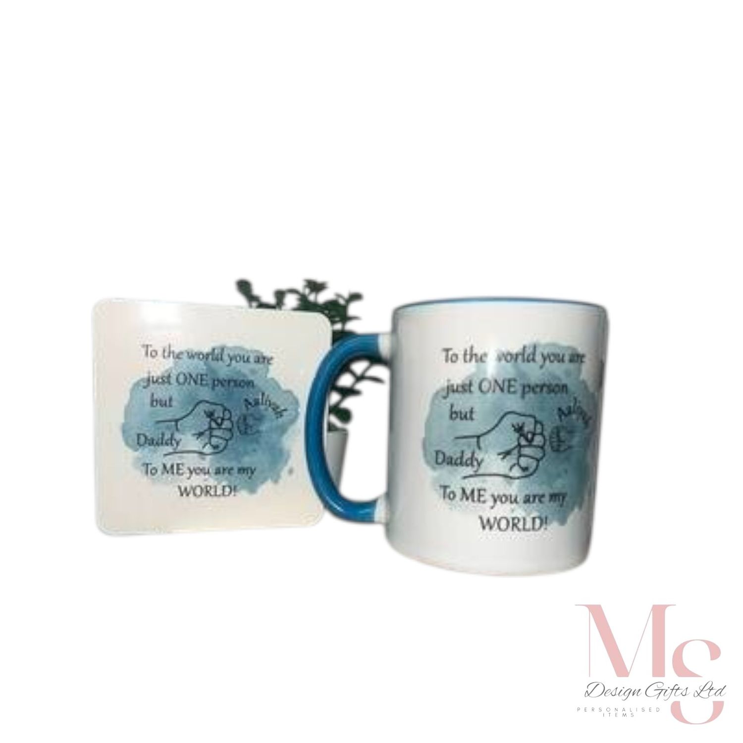 Dad Fist Mug and Coaster (Blue)