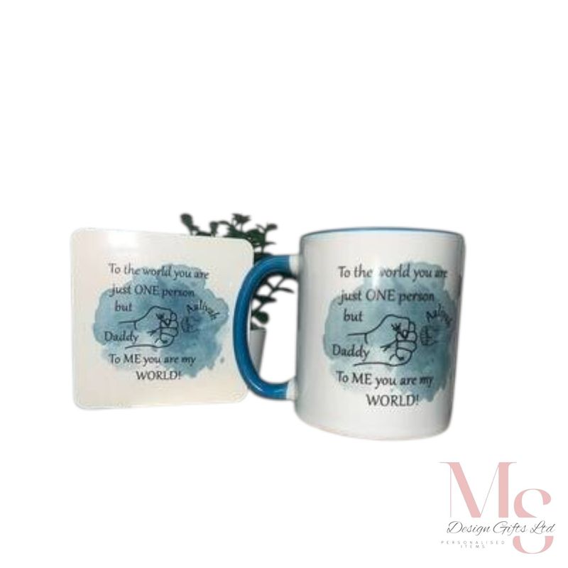 Dad Fist Mug and Coaster (Blue)