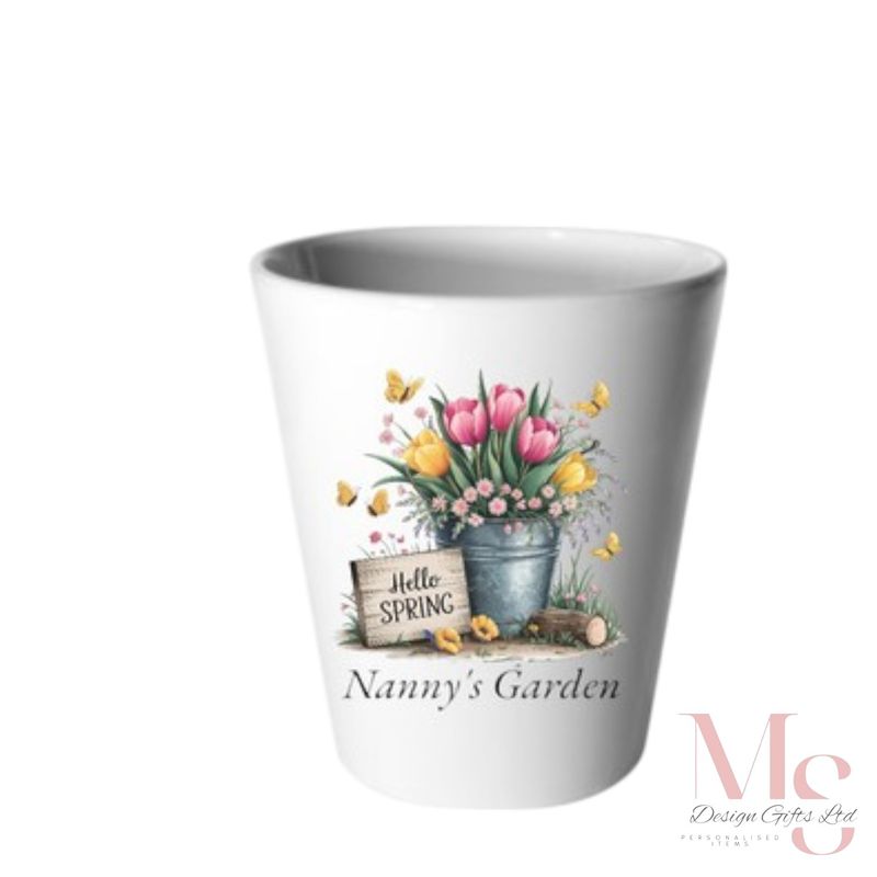 Personalised Floral Butterfly Pot: Any Name
