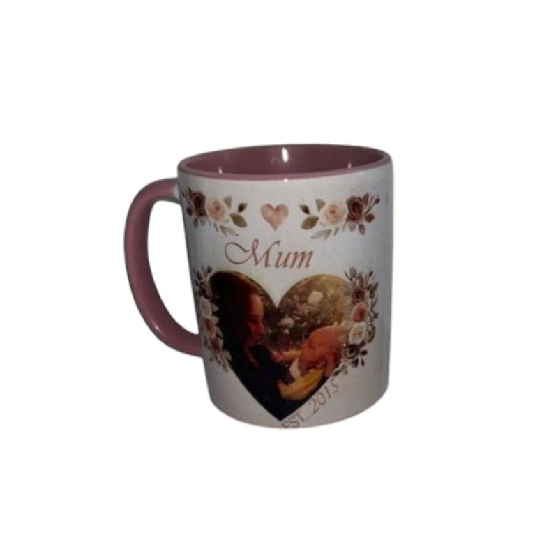 Personalised Photo Mug: Floral Heart Print