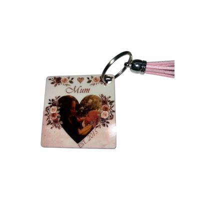 Personalised Photo Keyring: Floral Heart Print