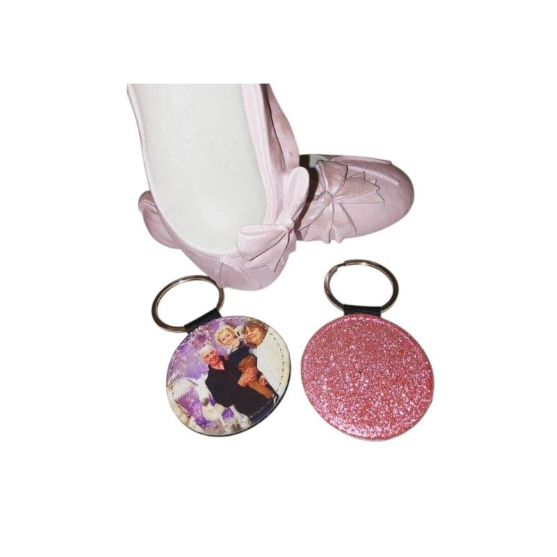 Glittery Circle Photo Keyrings