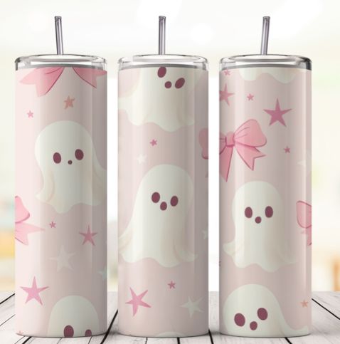 Pink Bow &amp; Pumpkin Tumbler