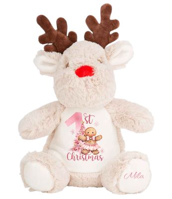 First Christmas Reindeer Teddy - Add Any Name