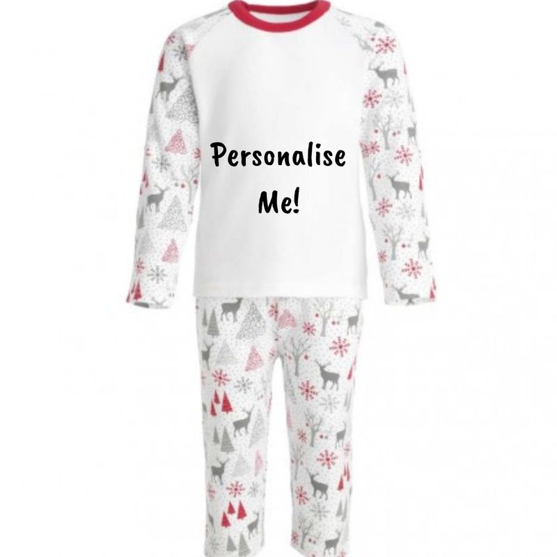 Family Matching Christmas 100% Cotton Reindeer Pyjamas (12mths-10yrs)