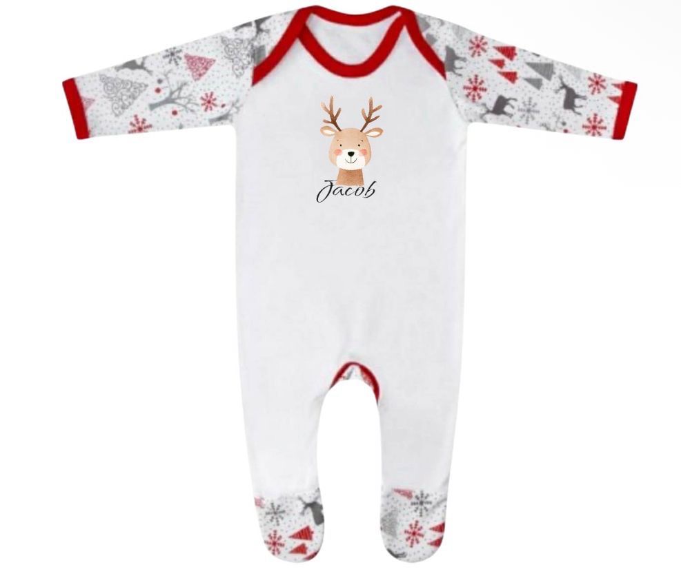Family Matching Christmas 100% Cotton Reindeer Romper (Newborn-12mths)