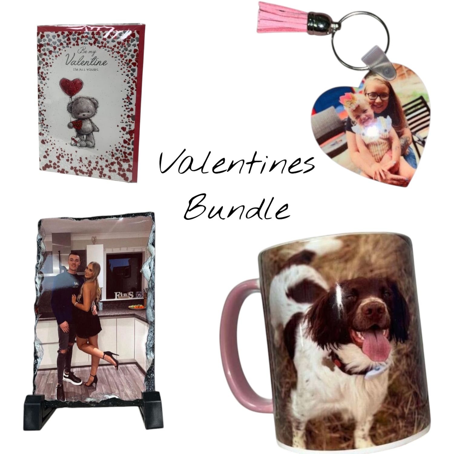 Valentines Photo Gift set ( Mini slate, Keyring &amp; Mug)