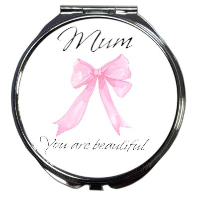 Personalised Compact Mirror with Bow &amp; Quote