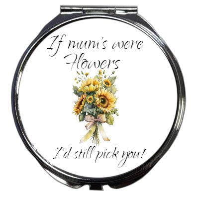 Personalised Compact Mirror: Yellow Floral Design &amp; Quote