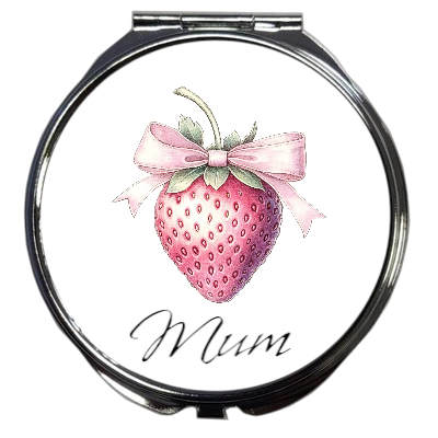 Personalised Compact Mirror with Strawberry
