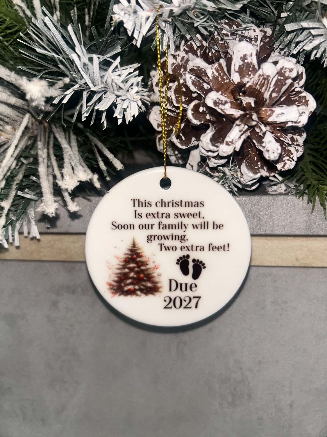 Personalised Pregnancy Announcement Christmas Ornament