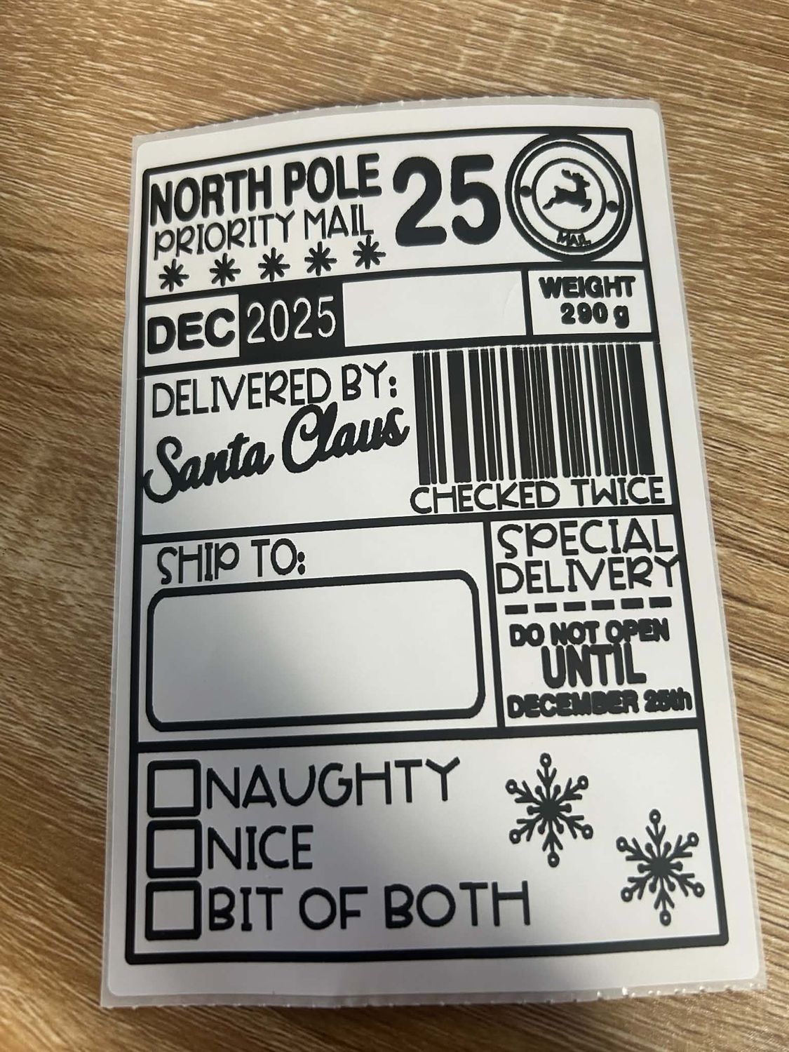 North pole priority mail personalised x20 labels