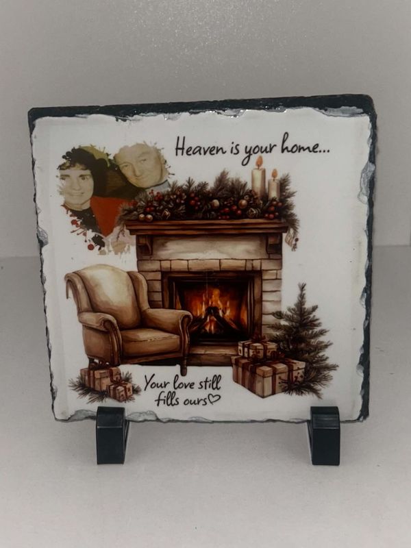 Personalised Christmas heaven is your home  photo slate
