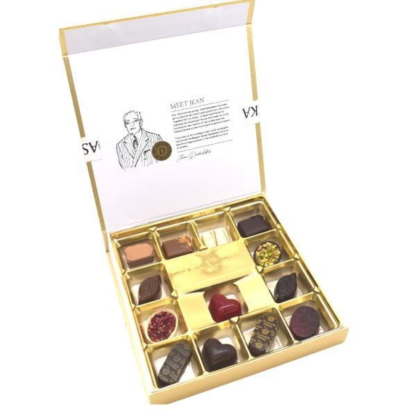 Caja 13 bombones Gold "Daskalidès Chocolatiers" Caja Magnet Deskalidès Chocolatiers Gante