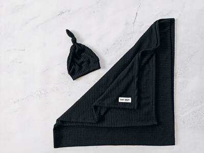 Black Waffle Knit Swaddle Set