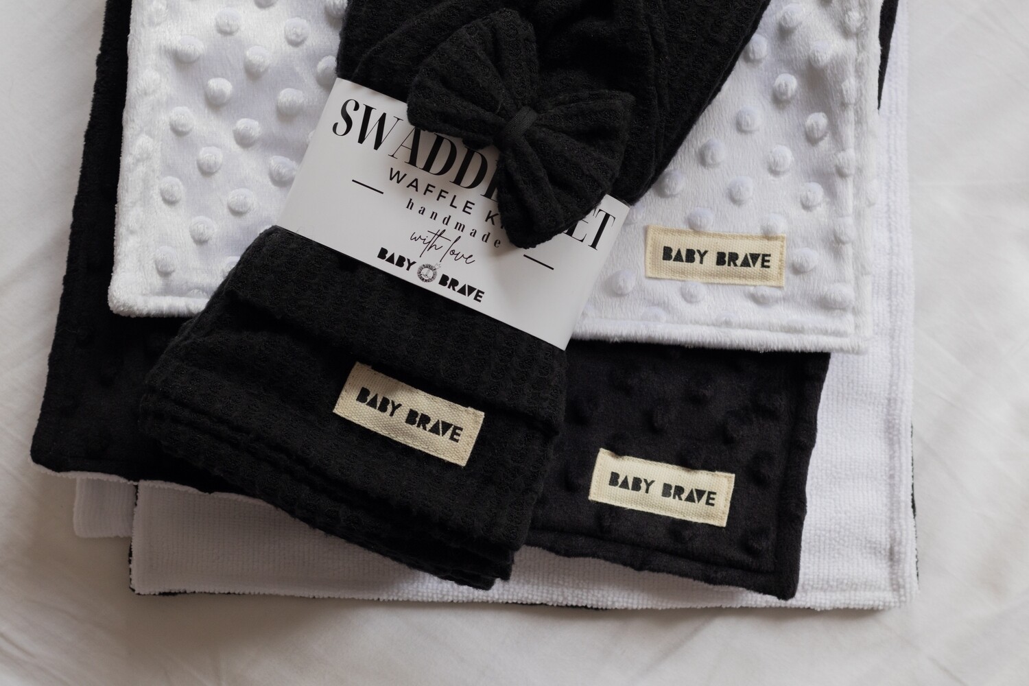 Black Waffle Knit Swaddle Set