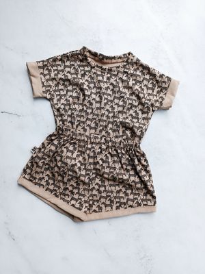 2 -Piece T-Shirt/Lounge Shorts Set - Neutral Zebra