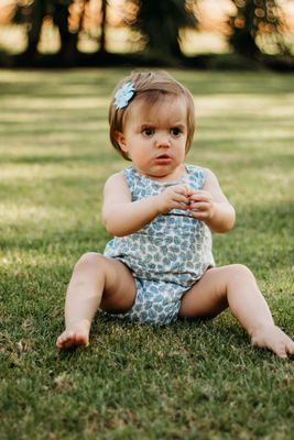 Dusty Blue Leaf Classic Romper