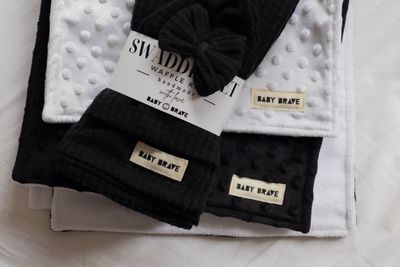 Black Waffle Knit Swaddle Set