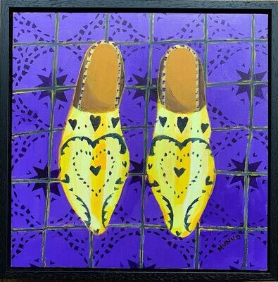Decorative Mules on Tiled Floor