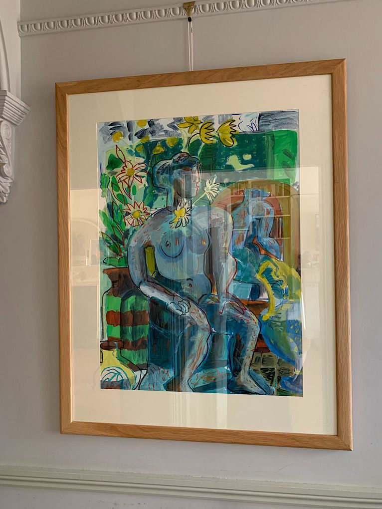 An original work on paper. Seated Figure with Reflections