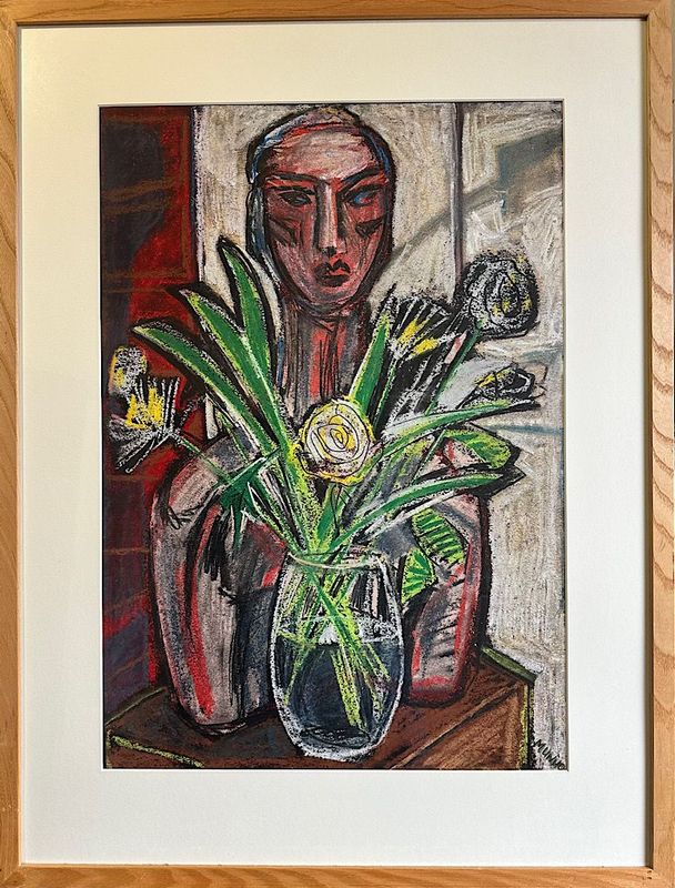 An original work on paper - Sculpture with spring flowers An original work on paper - Sculpture with spring flowers