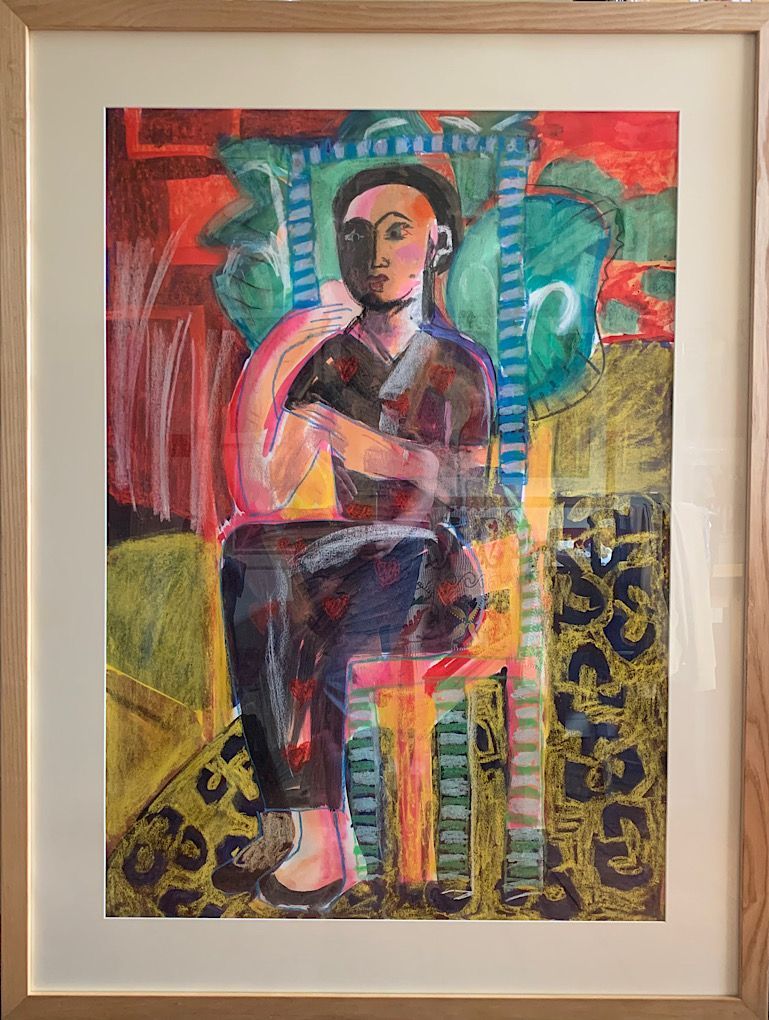 An original work on paper - Striped Seat