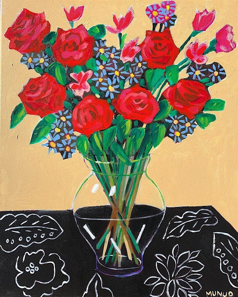 An original painting    "Flowers say it best"