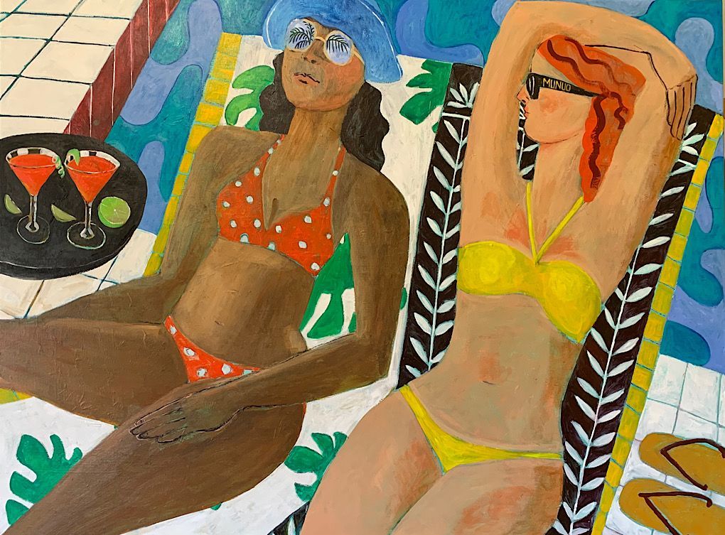 An original painting "Cosmo poolside"