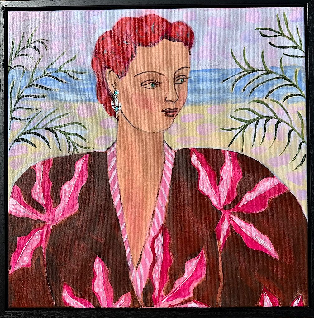 An original painting  -Girl with the cactus earring