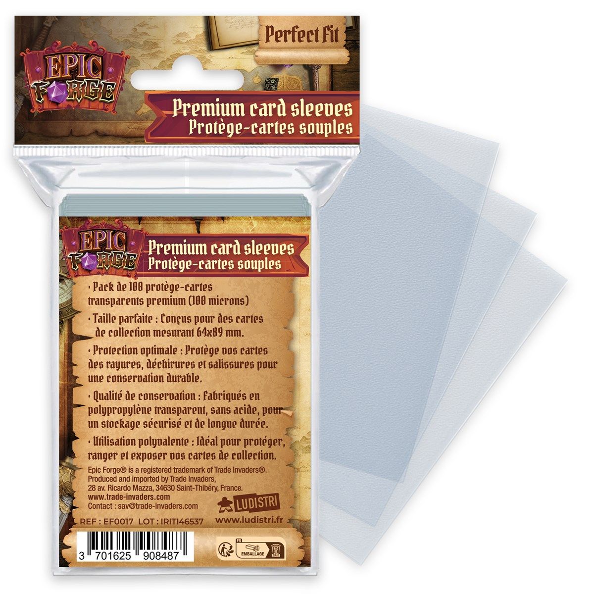 EPIC FORGE Card sleeves - Perfect Fit (64*89 mm) x100 (50 microns)