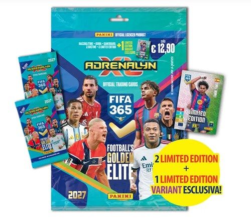 PANINI CALCIATORI ADRENALYN XL FIFA 365 - 2027 edition - STARTER PACK (RACCOGLITORE - GUIDA - CAMPO DA GIOCO - 3 BUSTINE - 2 LIMITED ED.)