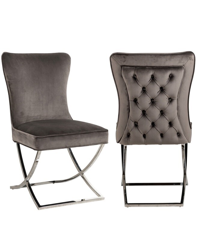 Chaise en velours capitonnée Lot de 2 