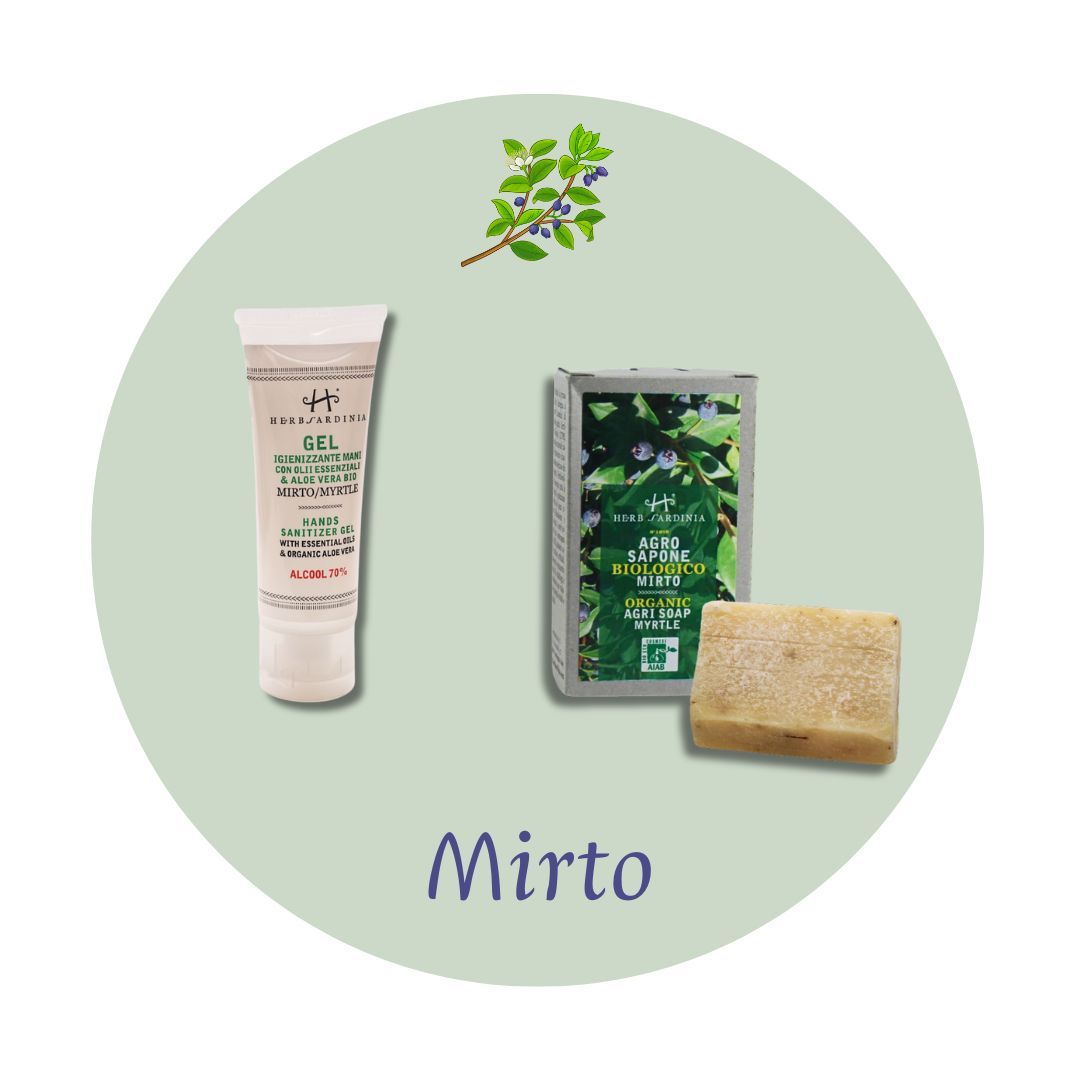Organic Myrtle &amp; Aloe Vera Hand Gel 75 ml + Soothing Myrtle Bar Soap 100 g