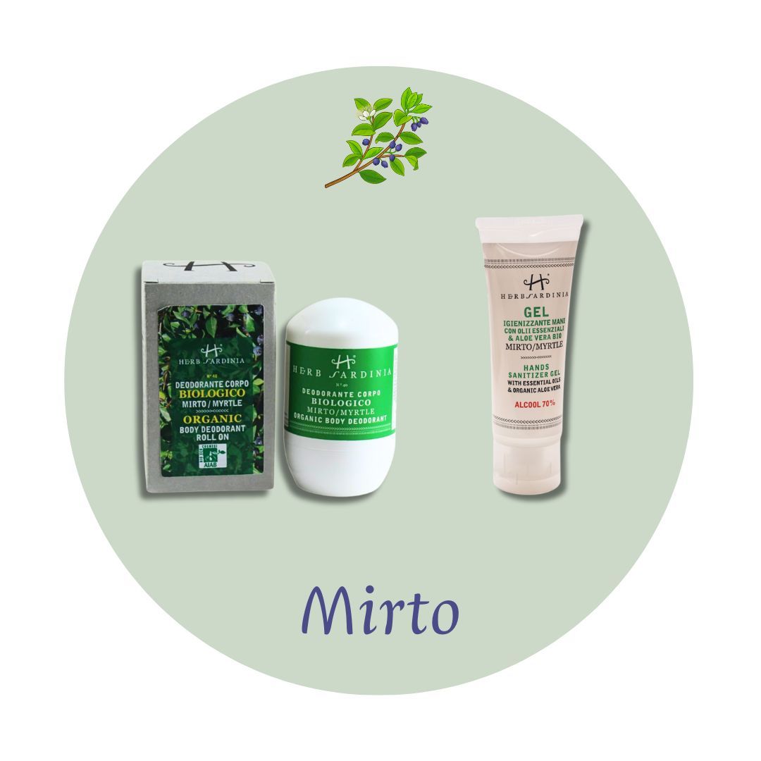 Organic Myrtle Roll-On Deodorant 50 ml + Organic Myrtle &amp; Aloe Vera Hand Gel 75 ml