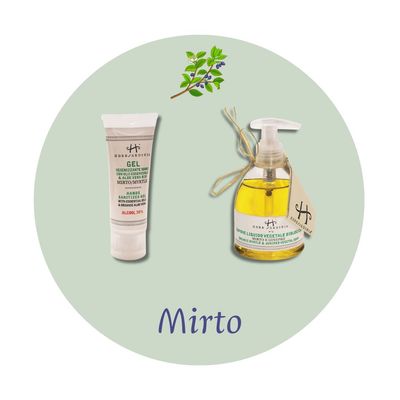 Organic Myrtle &amp; Aloe Vera Hand Gel 75 ml + Organic Myrtle &amp; Juniper Liquid Soap 250 ml