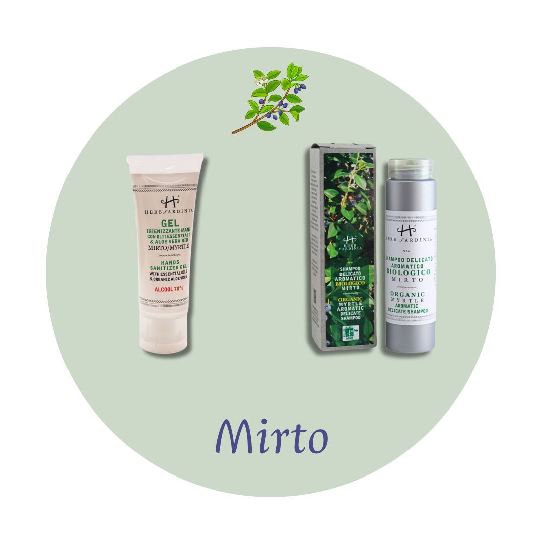 Organic Myrtle &amp; Aloe Vera Hand Gel 75 ml + Organic Gentle Myrtle Shampoo 200 ml