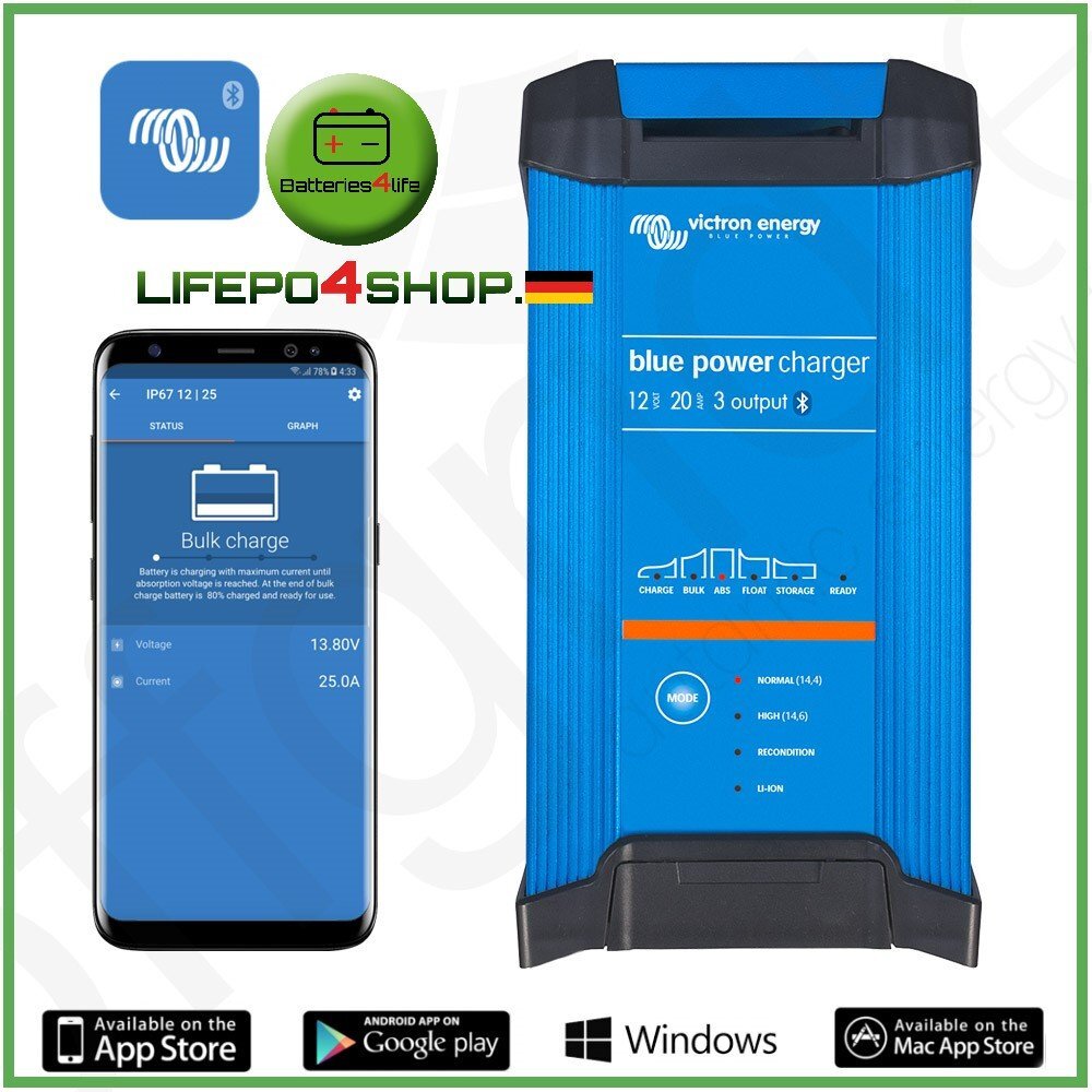 Victron Blue Smart IP22 12/20(3) Charger 12V 20A 3 Batterie BPC122044002